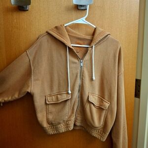 Aerie cropped zip up burnt orange